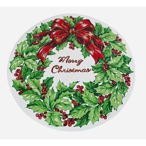 Vintage Trim A Home Holly Wreath Vinyl Placemats Set of 2 Christmas Holiday Dine